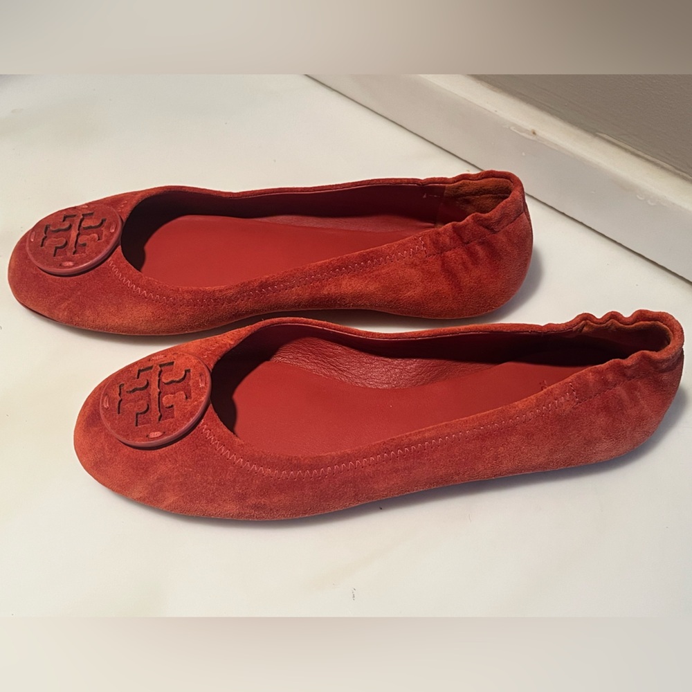 NWOT—TORY BURCH Women's Burnt Orange Suede Ballet Flats, Size 9 - Picture 2 of 10